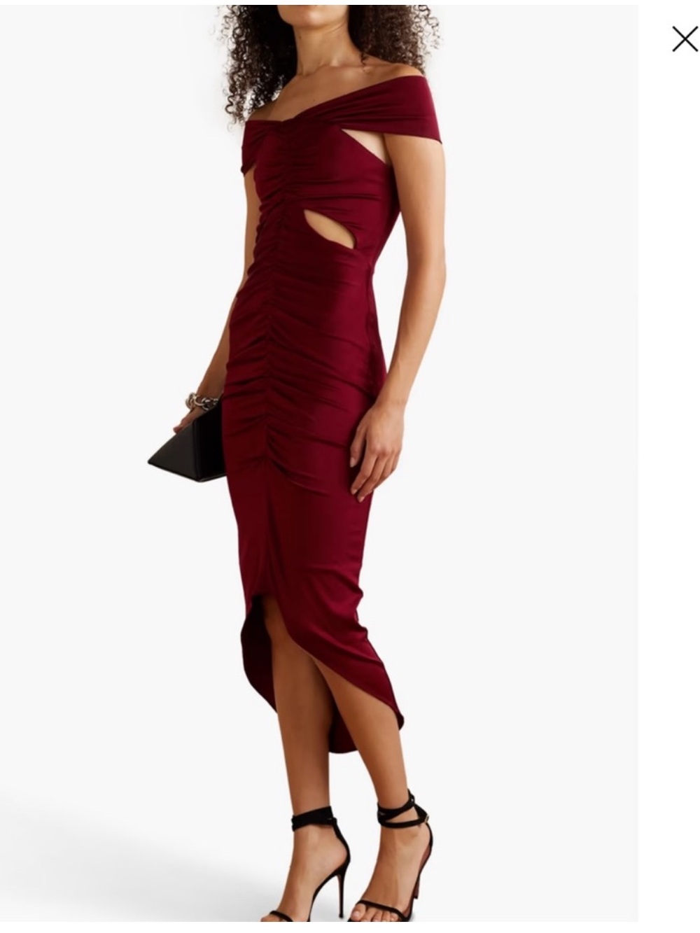 ET Ochs Crimson Red  Ruched Satin Jersey 4 $1,495